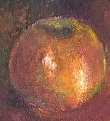 Still life Apple with candle canvas on hardboard, oil Eshurin Rostislav