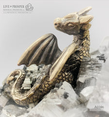 Bronze figures of Dragon and Castle with Pyrite on a dolerite plate  Бронзовые Дракон и замком с Пиритом на пластине из долерита