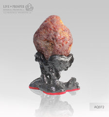 Solid Agate carving of Buddha - Hotey figure on a Wooden stand AQ072