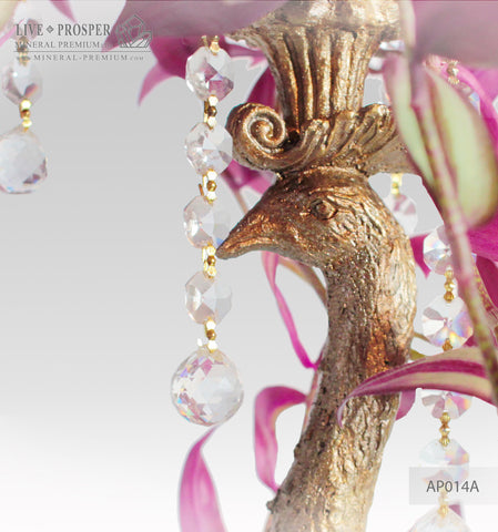 Plaster Peacock with Swarovski crystals on the bronze legs – flowerpot