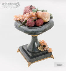 Stone Fruit Vase carving  Камнерезная авторская композиция Ваза с фруктами 
